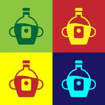 Pop art Bottle of maple syrup icon isolated on color background. Vector Stock Illustration