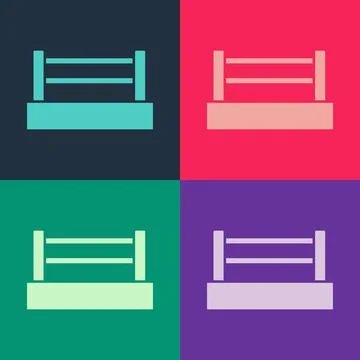 Pop art Boxing ring icon isolated on color background. Vector Illustrazione stock