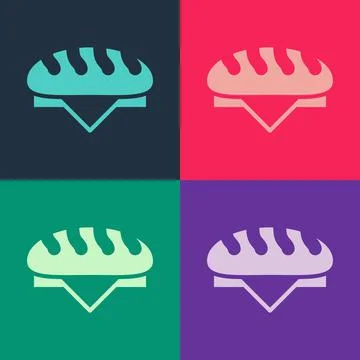 Pop art Bread loaf icon isolated on color background. Vector 스톡 일러스트
