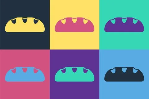 Pop art Bread loaf icon isolated on color background. Vector Illustrazione stock