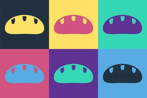 Pop art Bread loaf icon isolated on color background. Vector Illustrazione stock