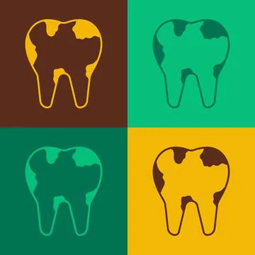Pop art Broken tooth icon isolated on color background. Dental problem icon Stockillustratie