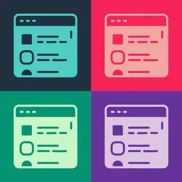 Pop art Browser files icon isolated on color background. Vector Ilustración de archivo