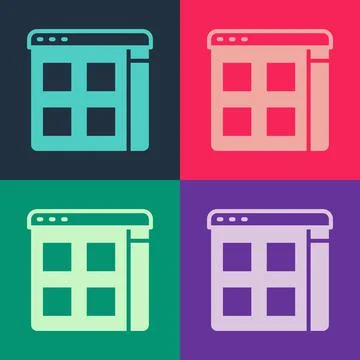 Pop art Browser files icon isolated on color background. Vector Stock Illustration