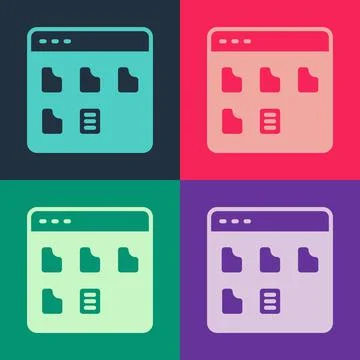 Pop art Browser files icon isolated on color background. Vector Stock Illustration