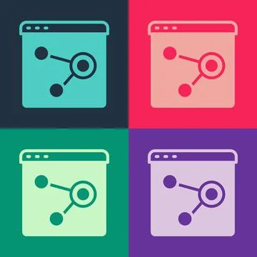 Pop art Browser window icon isolated on color background. Vector Illustrazione stock