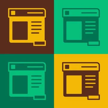 Pop art Browser window icon isolated on color background.  Vector Stockillustratie