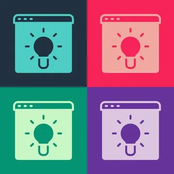 Pop art Browser window icon isolated on color background. Vector Stockillustratie