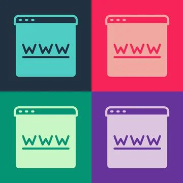 Pop art Browser window icon isolated on color background. Vector 库存插图