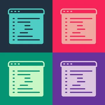 Pop art Browser window icon isolated on color background. Vector Stockillustratie