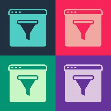 Pop art Browser window icon isolated on color background. Vector Stock Illustration