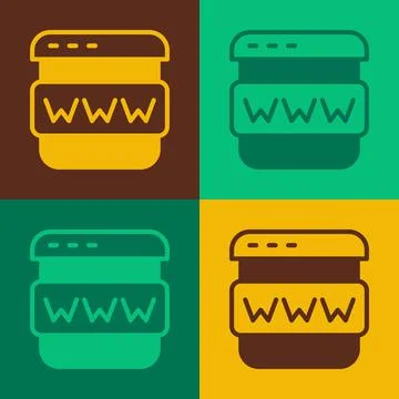 Pop art Browser window icon isolated on color background. Vector Stockillustratie
