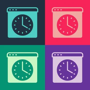 Pop art Browser window icon isolated on color background. Vector 库存插图