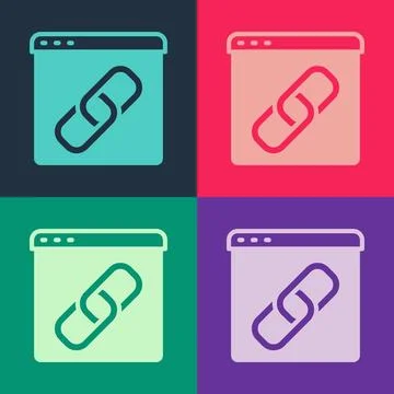 Pop art Browser window icon isolated on color background.  Vector Stockillustratie