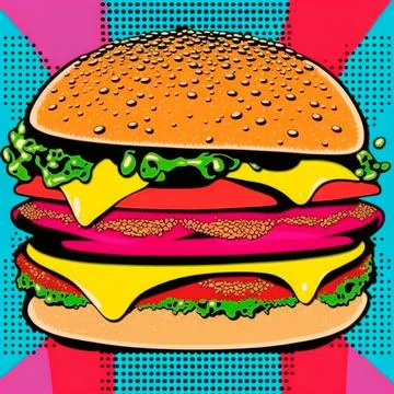 Pop art burger image Illustrazione stock