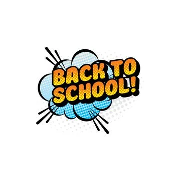 Pop art burst cloud back to school lettering icon Stock Illustration