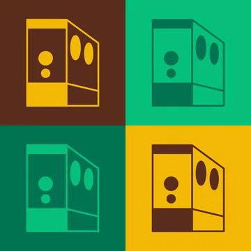 Pop art Case of computer icon isolated on color background. Computer server Stock Illustration