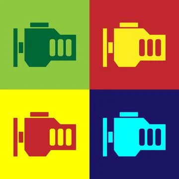 Pop art Check engine icon isolated on color background. Vector Stock Illustration