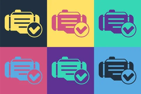 Pop art Check engine icon isolated on color background. Vector 스톡 일러스트