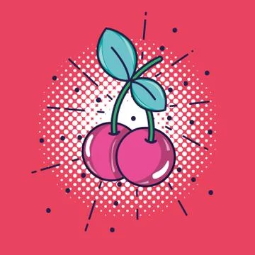 Pop art cherry patch design Illustrazione stock