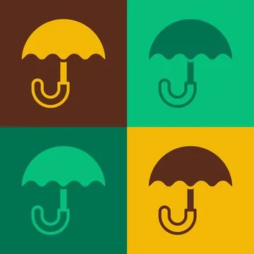 Pop art Classic elegant opened umbrella icon isolated on color background. Ra Illustrazione stock