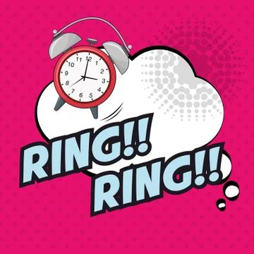 Pop art clock ring ring bubble pink dotted 스톡 일러스트