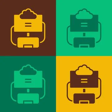 Pop art Cloud database icon isolated on color background. Cloud computing Stock Illustration