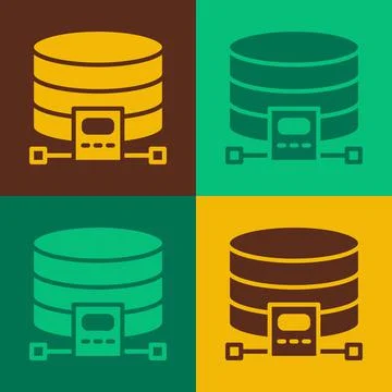 Pop art Cloud database icon isolated on color background. Cloud computing Illustrazione stock