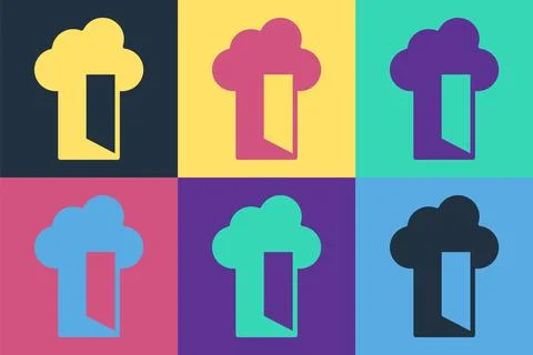 Pop art Cloud database icon isolated on color background. Cloud computing Illustrazione stock