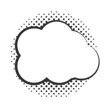 Pop art cloud speech bubble halftone style, linear design white background Stock Illustration