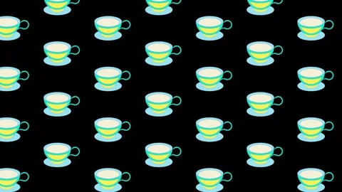 Pop Art Coffee Cups Wiggle Effect Pattern Background Loop Video stock 337953499