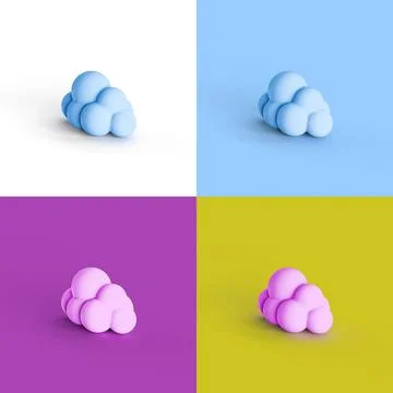 Pop art collage of 3D rendered cloud form isolated on colorful backgrounds 스톡 일러스트
