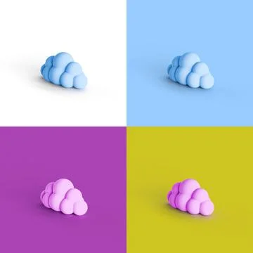 Pop art collage of 3D rendered cloud form isolated on colorful backgrounds 스톡 일러스트