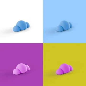 Pop art collage of 3D rendered cloud form isolated on colorful backgrounds Stock Illustration