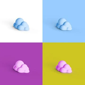 Pop art collage of 3D rendered cloud form isolated on colorful backgrounds Stock Illustration