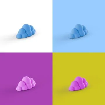 Pop art collage of 3D rendered cloud form isolated on colorful backgrounds 스톡 일러스트