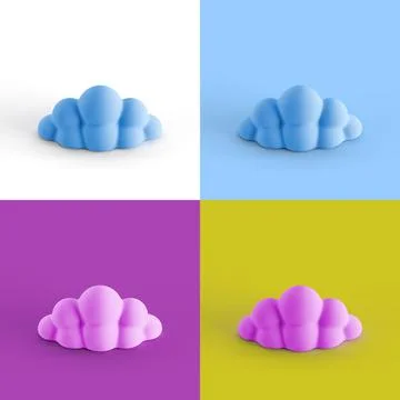 Pop art collage of 3D rendered cloud form isolated on colorful backgrounds Stock Illustration