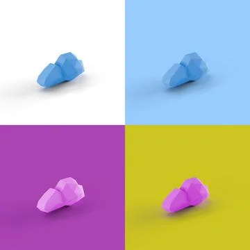Pop art collage of 3D rendered abstract cloud form cubics isolated on colorful b 스톡 일러스트