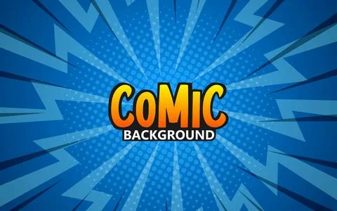 Pop art comic background. Blue Cartoon Vector Illustration Illustrazione stock