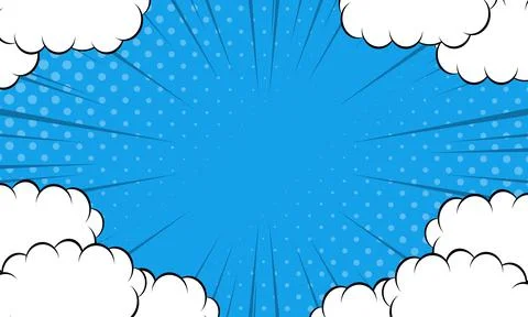 Pop art comic background with cloud and star Stock Illustration
