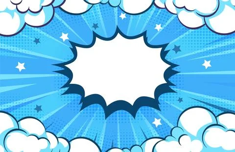 Pop art comic background with cloud and star Stock Illustration