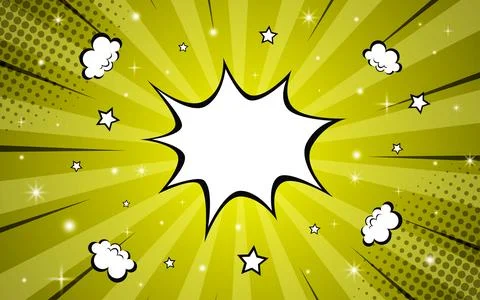 Pop art comic background with clouds and stars. Cartoon Vector Illustration Illustrazione stock