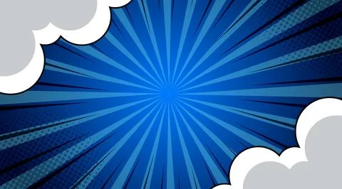 Pop art comic background with clouds. Cartoon Vector Illustration Stock Illustration