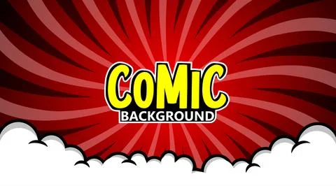 Pop art comic background with clouds. Colored Cartoon Vector Illustration 스톡 일러스트