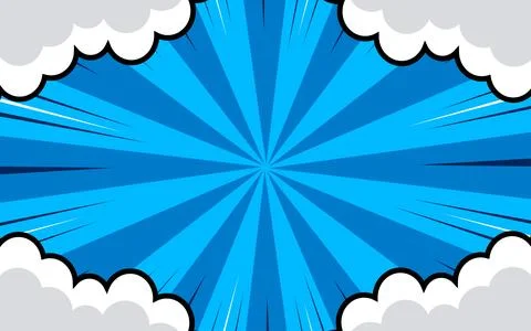 Pop art comic background with clouds. Cartoon Vector Illustration Illustrazione stock