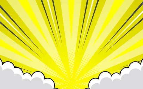 Pop art comic background with clouds. Cartoon Vector Illustration Illustrazione stock