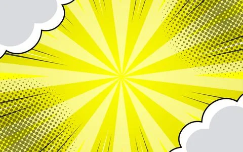 Pop art comic background with clouds. Cartoon Vector Illustration Illustrazione stock