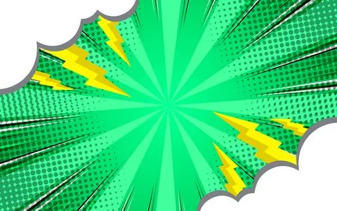 Pop Art Comic Background with Clouds and Lightning Vector Illustration Illustrazione stock