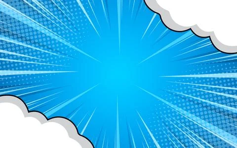 Pop art comic background with clouds and halftone dots. Vector Illustration イラスト素材