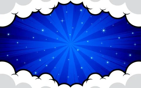 Pop art comic background with clouds. Cartoon Vector Illustration Stock Illustration